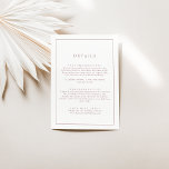 Cartão De Informações Detalhes do Casamento da Tipografia Dourada Minima<br><div class="desc">Este cartão de cerimônia de detalhes sobre tipografia rosa de ouro minimalista é perfeito para um casamento simples. A design romântica moderna apresenta ouro rosa clássico e tipografia branca. Personalizável em qualquer cor. Mantenha o design simples e elegante, como está, ou personalize-o adicionando seus próprios gráficos e trabalhos de arte....</div>