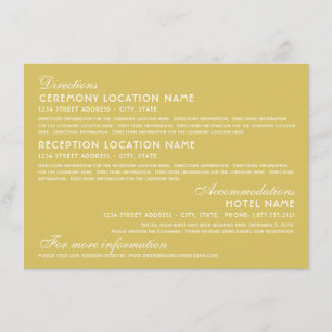 Cartão De Informações Detalhes do Casamento da Vintage Dourada e da Ivor