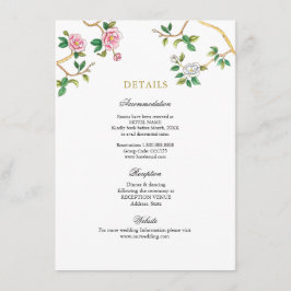 Cartão De Informações Detalhes do casamento da Watercolor Floral Chinois