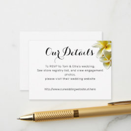 Cartão De Informações Detalhes do Casamento das Flores de Plumeria Amare