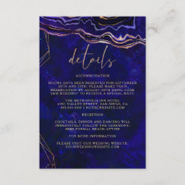 Cartão De Informações Detalhes do Casamento de Agata Azul Escuro
