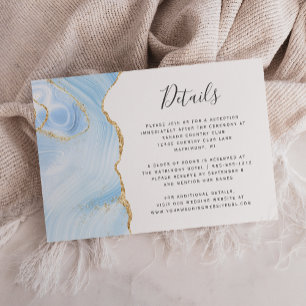 Cartão De Informações Detalhes do Casamento de Agata de Dourada Aquarela