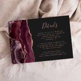 Cartão De Informações Detalhes do Casamento de Agate Dark, Rosa Dourado