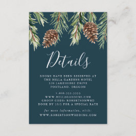 Cartão De Informações Detalhes do Casamento de Aguarela de Inverno com P