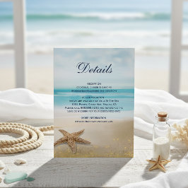 Cartão De Informações Detalhes do Casamento de Aquarela Abstrato Beach S