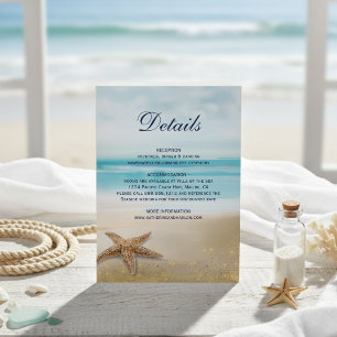 Cartão De Informações Detalhes do Casamento de Aquarela Abstrato Beach S