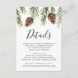 Cartão De Informações Detalhes do Casamento de Aquarela de Inverno com P