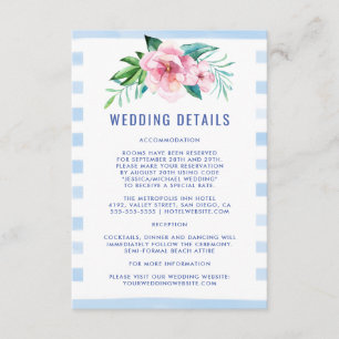 Cartão De Informações Detalhes do Casamento de Aquarela Floral Tropical