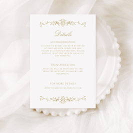 Cartão De Informações Detalhes do Casamento de Arte Dourada de Linha Ant