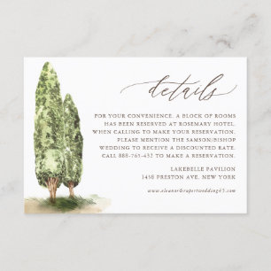 Cartão De Informações Detalhes do Casamento de Árvores de Aquarela Vinta