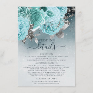 Cartão De Informações Detalhes do Casamento de Azul Azul Bonito