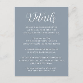 Cartão De Informações Detalhes do Casamento de Azul Dusty Minimalista El