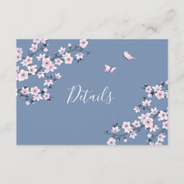 Cartão De Informações Detalhes do Casamento de Azul-Dusty Pink-Blossom C