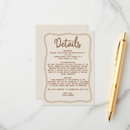 Cartão De Informações Detalhes Do Casamento De Beige Brown, Russo Ociden