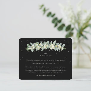 Cartão De Informações Detalhes do Casamento de Black Snowberry+Eucalyptu