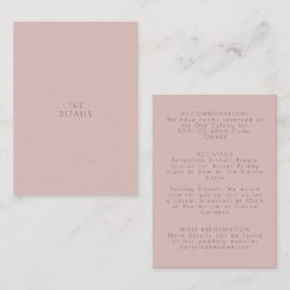 Cartão De Informações Detalhes do Casamento de Blush Moderno e Minimalis