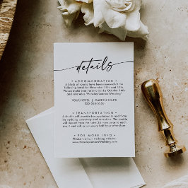 Cartão De Informações Detalhes do Casamento de Boho Chic Black e White