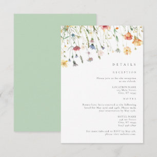 Cartão De Informações Detalhes do Casamento de Boho Chic com Flores Silv