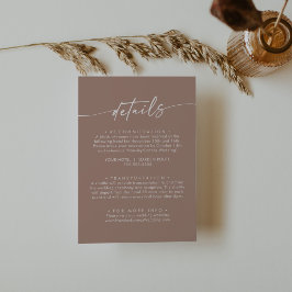 Cartão De Informações Detalhes do Casamento de Boho Chic Neutral Taupe
