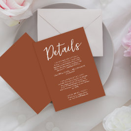 Cartão De Informações Detalhes do Casamento de Boho do Script Laranja Si