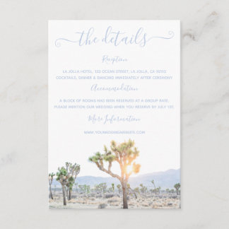 Cartão De Informações Detalhes do Casamento de Boho Greenery Joshua Tree