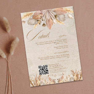 Cartão De Informações Detalhes do Casamento de Boho Script de Queda de C