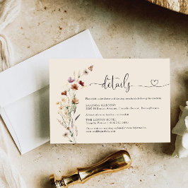 Cartão De Informações Detalhes do Casamento de Boho Tiny Wildflower