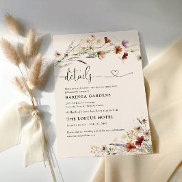 Cartão De Informações Detalhes do Casamento de Boho Tiny Wildflower