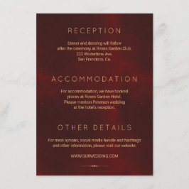 Cartão De Informações Detalhes do casamento de burgundy gold de luxo for