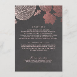 Cartão De Informações Detalhes do Casamento de Chalk com Folhas Douradas