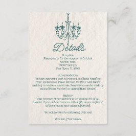 Cartão De Informações Detalhes do Casamento de Chandelier Chandelier Des