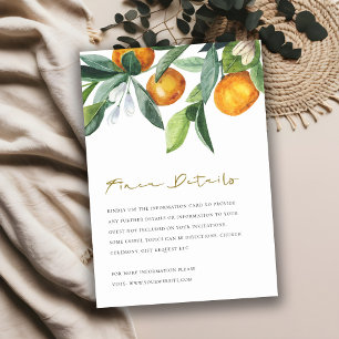 Cartão De Informações Detalhes do Casamento de Citrus Orange Botanical B