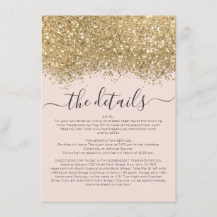 Cartão De Informações Detalhes do Casamento de Confetti, Dourado Luxo, R