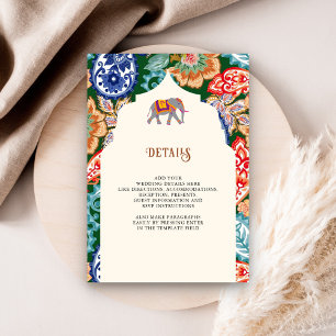 Cartão De Informações Detalhes do Casamento de Creme de Elefante da Arte