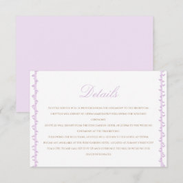 Cartão De Informações Detalhes do Casamento de Crest de Lavanda Simples