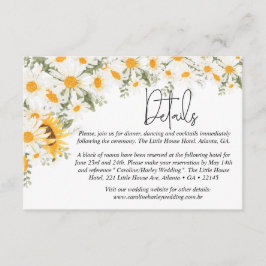 Cartão De Informações Detalhes do Casamento de Daisy Sunflower Elegante