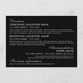 Cartão De Informações Detalhes do Casamento de Deco de Arte Vintage Blac