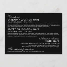 Cartão De Informações Detalhes do Casamento de Deco de Arte Vintage Blac