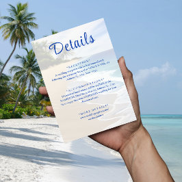 Cartão De Informações Detalhes do Casamento de Destino da Ilha Blue Beac