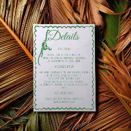 Cartão De Informações Detalhes do Casamento de Destino Retrô Tropical Co