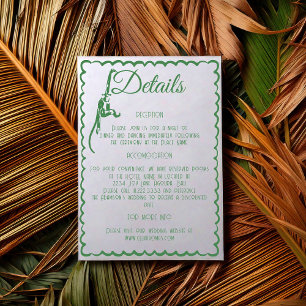Cartão De Informações Detalhes do Casamento de Destino Retrô Tropical Co