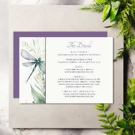 Cartão De Informações Detalhes do Casamento de Dragonfly e Greenery