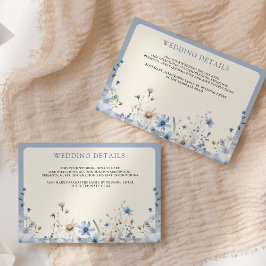 Cartão De Informações Detalhes do Casamento de Dusty Blue Boho Wildflowe