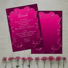 Cartão De Informações Detalhes do Casamento de Elegância Ornamental, Ros