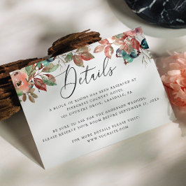 Cartão De Informações Detalhes do Casamento de Fall Berry | Folhas de Aq