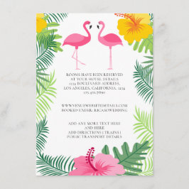 Cartão De Informações Detalhes do Casamento de Flamingo Rosa Tropical