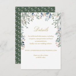 Cartão De Informações Detalhes do Casamento de Flores Florais Douradas E
