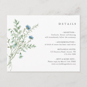 Cartão De Informações Detalhes do Casamento de Flores Selvagens de Aquar