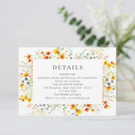 Cartão De Informações Detalhes do Casamento de Flores Selvagens de Aquar