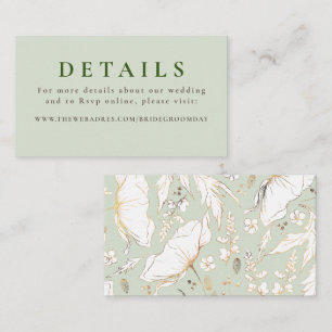 Cartão De Informações Detalhes do Casamento de Flores Selvagens Desenhad